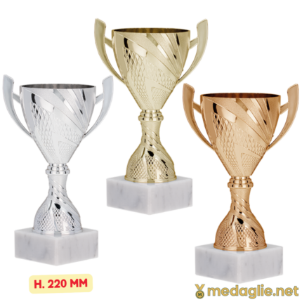 Coppa premiazione oro argento bronzo 22 cm