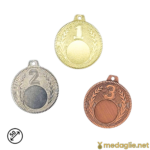 Medaglia Sportiva Personalizzabile 1° 2° 3° Posto Ø50 Oro Argento Bronzo con Nastro Tricolore