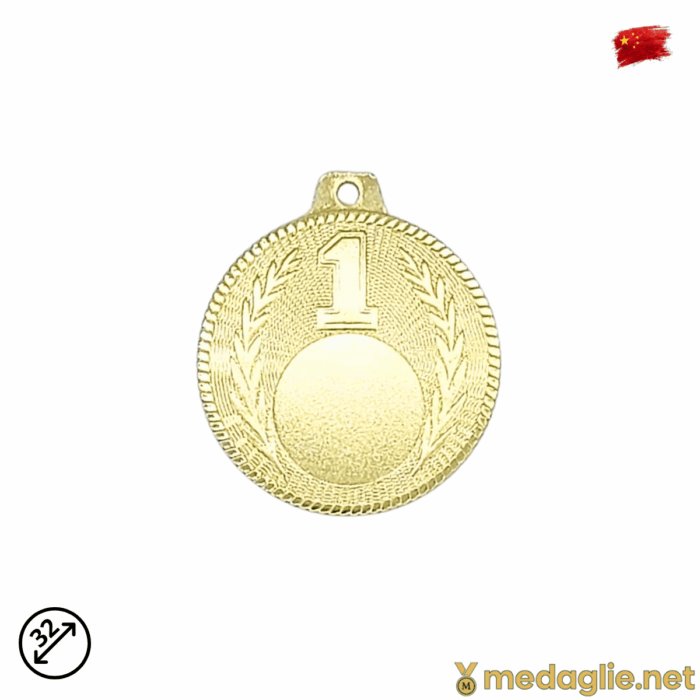 Medaglia Sportiva Personalizzabile 1° 2° 3° Posto Ø32 Oro Argento Bronzo con Nastro Tricolore - immagine 2