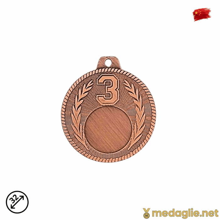 Medaglia Sportiva Personalizzabile 1° 2° 3° Posto Ø32 Oro Argento Bronzo con Nastro Tricolore - immagine 4