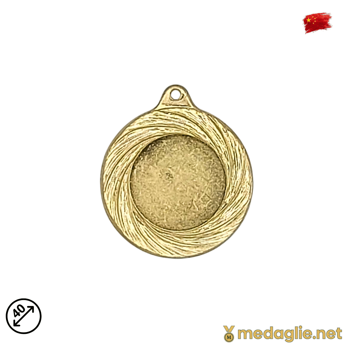 40-0-spiral Medaglia Sportiva Personalizzabile Spiral Ø40 Oro con Nastro Tricolore - immagine 1