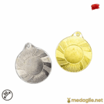 medaglia sportiva personalizzabile 50 mm raggi di sole oro