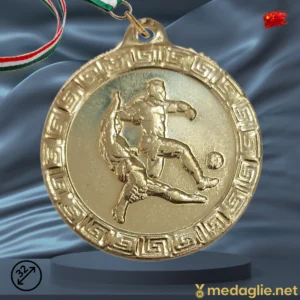 Medaglia Sportiva Personalizzabile Calcio Coniata Diametro 32 mm Oro con Nastro Tricolore