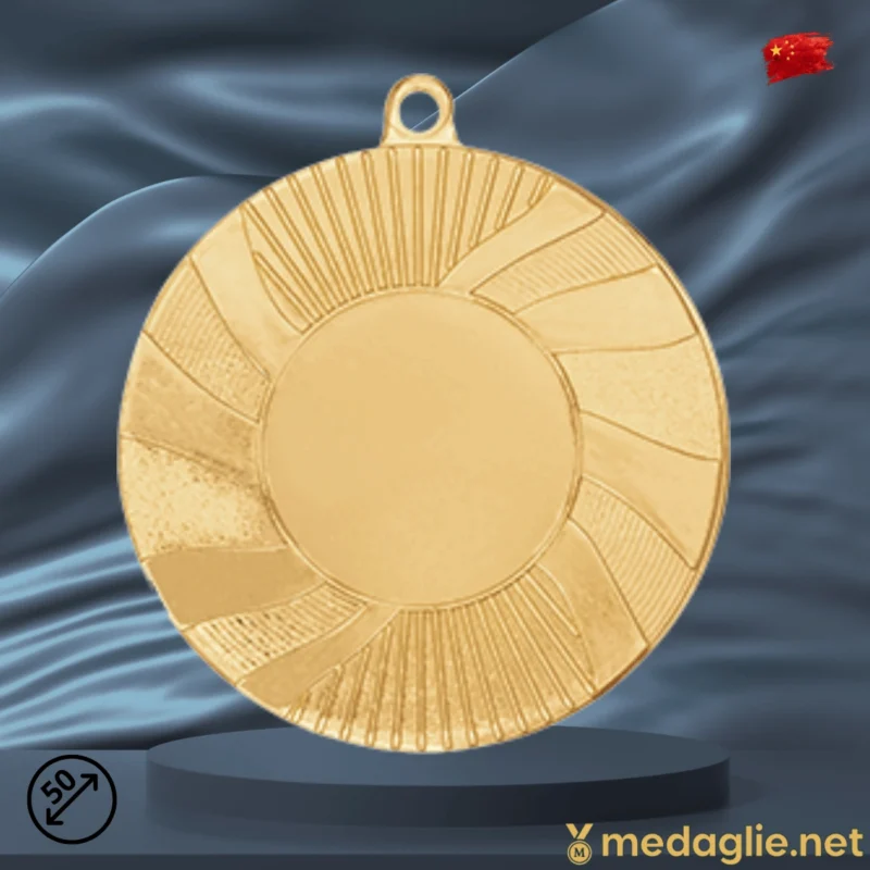 Medaglia Sportiva Personalizzabile Raggi di Sole Diametro 50 mm Oro e Argento