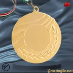 Medaglia Sportiva Personalizzabile Onde Alloro Diametro 50 mm Oro